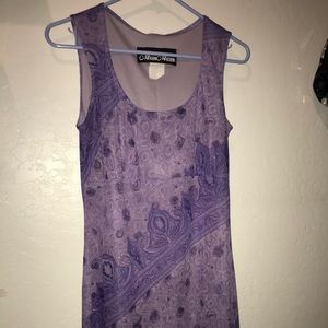 Meghan Matthews purple midi flowery tunic dress